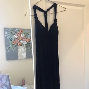 Black razor back maxi dress